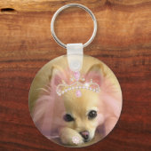 ダイヤモンドクラウンを持つ妖精の王女の犬 キーホルダー (正面)