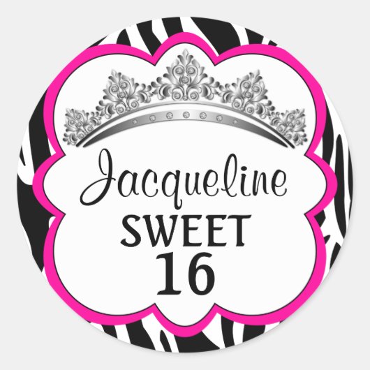 ダイヤモンドクラウンゼブラピンク ラウンドシール (正面)