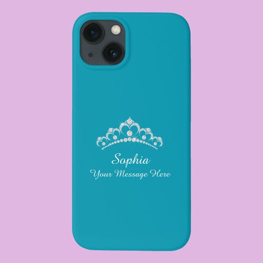 ダイヤモンドクラウン、名前、メッセージ、ティール（緑がかった色） Case-Mate iPhoneケース