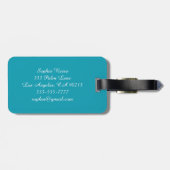 ダイヤモンドクラウン、名前、メッセージ、情報、ティール（緑がかった色） ラゲッジタグ (裏面横)
