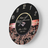 ダイヤモンドグリッターが50周年結婚を渦巻く ラージ壁時計 (傾斜)