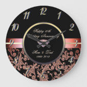 ダイヤモンドグリッターが50周年結婚を渦巻く ラージ壁時計 (正面)