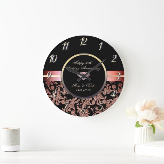 ダイヤモンドグリッターが50周年結婚を渦巻く ラージ壁時計 (ホーム)