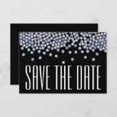 ダイヤモンドグリッターウェディング日付の発表を保存 招待状 (正面/裏面)