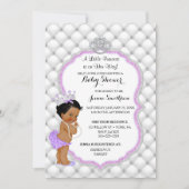 ダイヤモンドグリッターエスニックプリンセスベビーガールラベンダー 招待状 (正面)