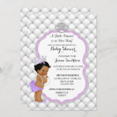 ダイヤモンドグリッターエスニックプリンセスベビーガールラベンダー 招待状 (正面/裏面)