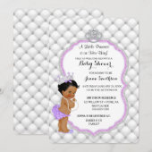 ダイヤモンドグリッターエスニックプリンセスベビーガールラベンダー 招待状 (正面/裏面)