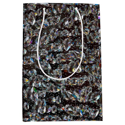 ダイヤモンドグリッタースパークルエレガント ミディアムペーパーバッグ (正面)