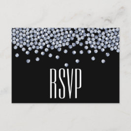 ダイヤモンドグリッタータイポグラフィウェディングRSVP 出欠カード