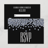 ダイヤモンドグリッタータイポグラフィウェディングRSVP 出欠カード (正面/裏面)