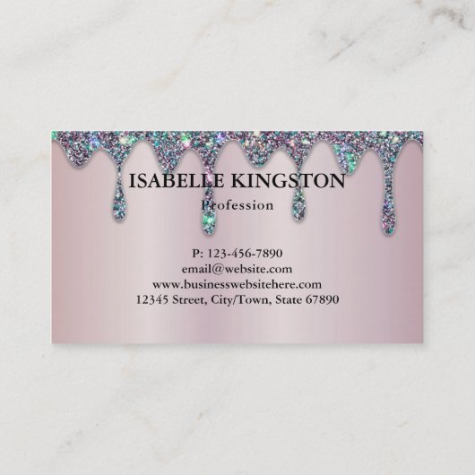 ダイヤモンドグリッタードリップネイルサロン薄紫ロイヤリティ 名刺 (裏面)