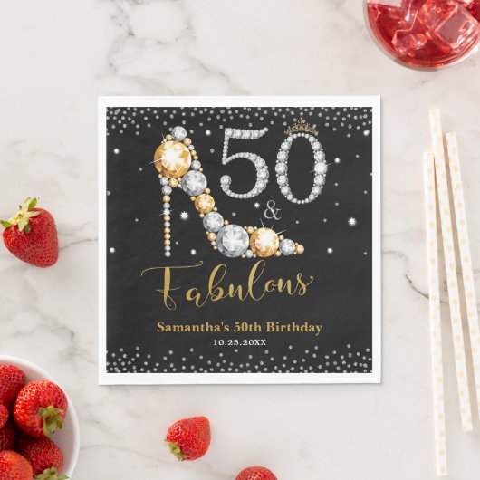 ダイヤモンドグリッターフィフティと素晴らしい50誕生日 スタンダードランチョンナプキン (インサイチュ)