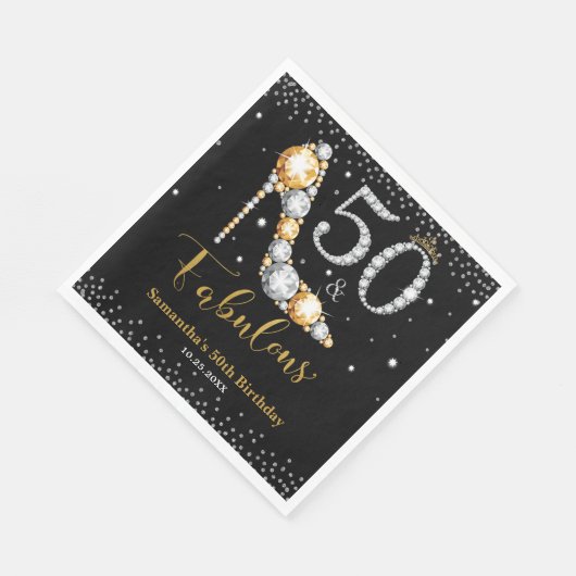 ダイヤモンドグリッターフィフティと素晴らしい50誕生日 スタンダードランチョンナプキン (角)