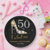 ダイヤモンドグリッターフィフティと素晴らしい50誕生日 ペーパープレート (パーティー)