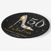 ダイヤモンドグリッターフィフティと素晴らしい50誕生日 ペーパープレート (アングル)