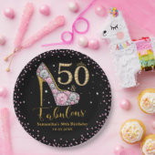 ダイヤモンドグリッターフィフティと素晴らしい50誕生日 ペーパープレート (パーティー)