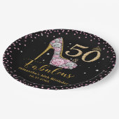 ダイヤモンドグリッターフィフティと素晴らしい50誕生日 ペーパープレート (アングル)
