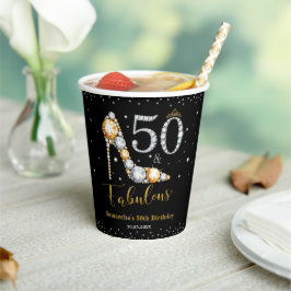 ダイヤモンドグリッターフィフティと素晴らしい50誕生日 紙コップ