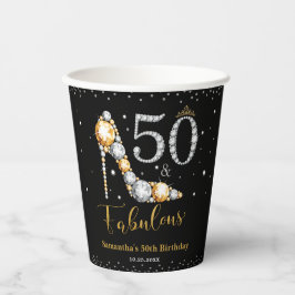 ダイヤモンドグリッターフィフティと素晴らしい50誕生日 紙コップ