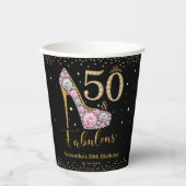 ダイヤモンドグリッターフィフティと素晴らしい50誕生日 紙コップ (正面)