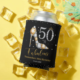 ダイヤモンドグリッターフィフティと素晴らしい50誕生日 缶クーラー
