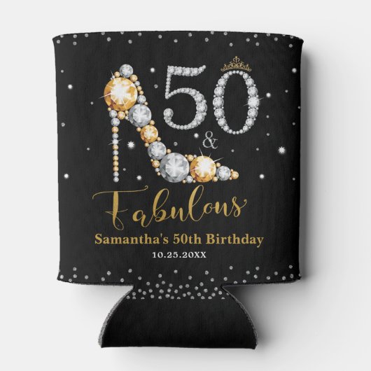 ダイヤモンドグリッターフィフティと素晴らしい50誕生日 缶クーラー (裏面)