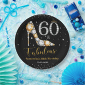 ダイヤモンドグリッターフィフティと素晴らしい60誕生日 ペーパープレート (パーティー)