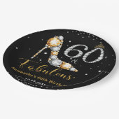 ダイヤモンドグリッターフィフティと素晴らしい60誕生日 ペーパープレート (アングル)
