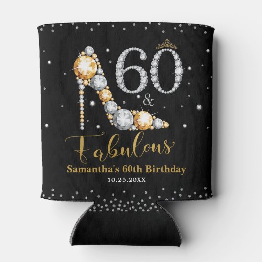 ダイヤモンドグリッターフィフティと素晴らしい60誕生日 缶クーラー (裏面)