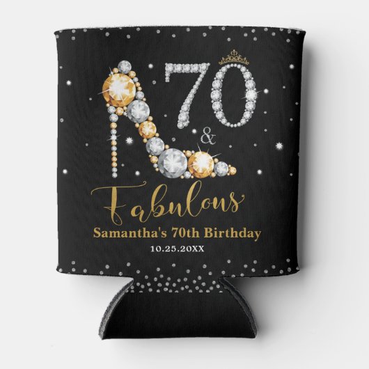 ダイヤモンドグリッターフィフティと素晴らしい70誕生日 缶クーラー (正面)