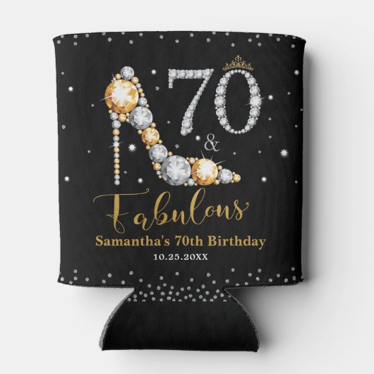 ダイヤモンドグリッターフィフティと素晴らしい70誕生日 缶クーラー (裏面)