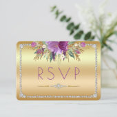 ダイヤモンドグリッター水彩花金ゴールドRSVP 出欠カード (スタンド正面)