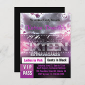 ダイヤモンドグローSweet sixteenVIPパス招待状[ピンク] 招待状 (正面/裏面)