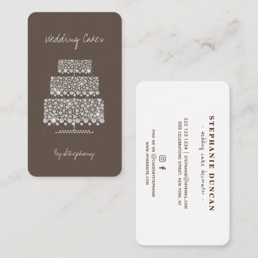 ダイヤモンドケーキ結婚チョコレートケーキのデコレーター 名刺 (正面/裏面)