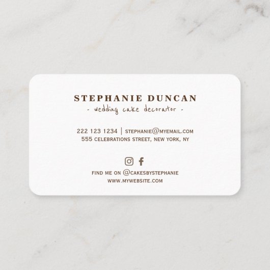 ダイヤモンドケーキ結婚チョコレートケーキのデコレーター 名刺 (裏面)