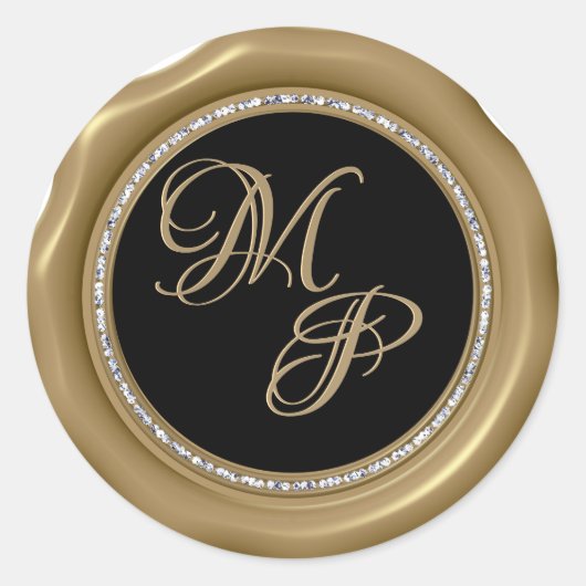 *~*ダイヤモンドサークルゴールドワックスシールウェディングシール ラウンドシール (正面)