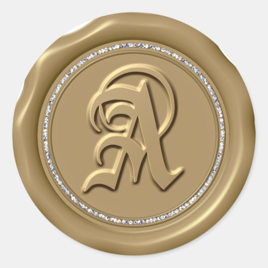 *~*ダイヤモンドサークル金ゴールドワックスシールモノグラムシール ラウンドシール (正面)