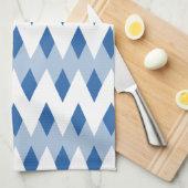 ダイヤモンドシェイプの青いジグザグパターン キッチンタオル (四つ折り)
