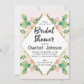 ダイヤモンドシェイプサボテンブライダルシャワー招待 招待状 (正面)