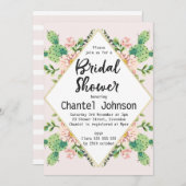 ダイヤモンドシェイプサボテンブライダルシャワー招待 招待状 (正面/裏面)