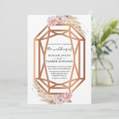 ダイヤモンドシェイプフローラ乾燥パンパスグラス結婚ズ 招待状 (スタンド正面)