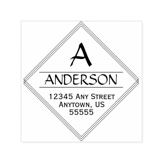 ダイヤモンドシェイプ書道差出人住所 セルフインキングスタンプ (デザイン)