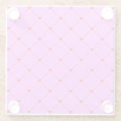 ダイヤモンドシェイプ赤いハート&ラインアート ガラスコースター (裏面)