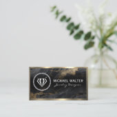 ダイヤモンドシャイン |黒い大理石 |メタリック金ゴールド 名刺 (スタンド正面)