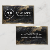 ダイヤモンドシャイン |黒い大理石 |メタリック金ゴールド 名刺 (正面/裏面)