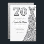 ダイヤモンドシルバードレス女性70thバースデーパーティー 招待状<br><div class="desc">ダイヤモンドシルバードレス女性70thバースデーパーティー招待私たちの店の招待と一致するアイテムへのバリエーション</div>