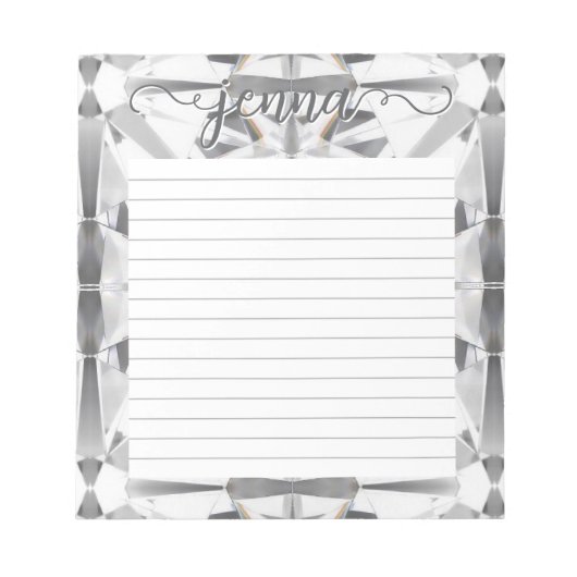 ダイヤモンドジェムストーンが並パーソナライズされたんだ ノートパッド (正面)