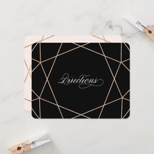 ダイヤモンドジェムストーンシック幾何結婚方向 招待状 (正面/裏面インサイチュ)