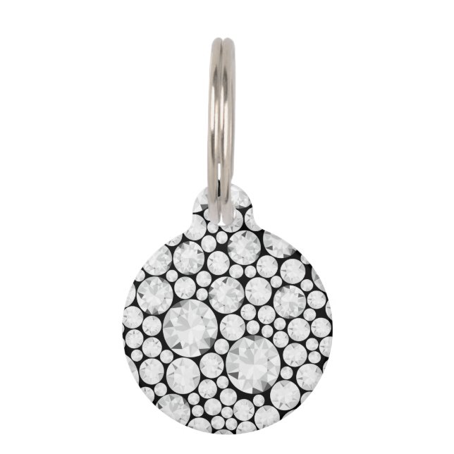 ダイヤモンドジェムストーンパターングラムペットおもしろい ペット　ネームタグ (正面)