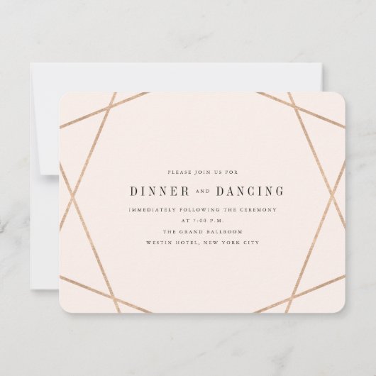 ダイヤモンドジェムストーン幾何学的シックなウェディングレセプション 招待状 (裏面)